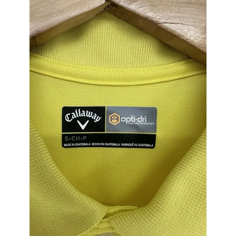 Callaway Opti-Dri Yellow Men's Golf‎ Polo Shirt Size Small Collared Short Sleeve